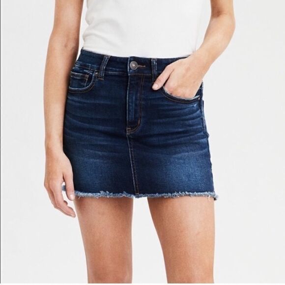 American Eagle Next Level Stretch Hi Rise Mini Skirt Raw Hem NEW - Picture 1 of 11